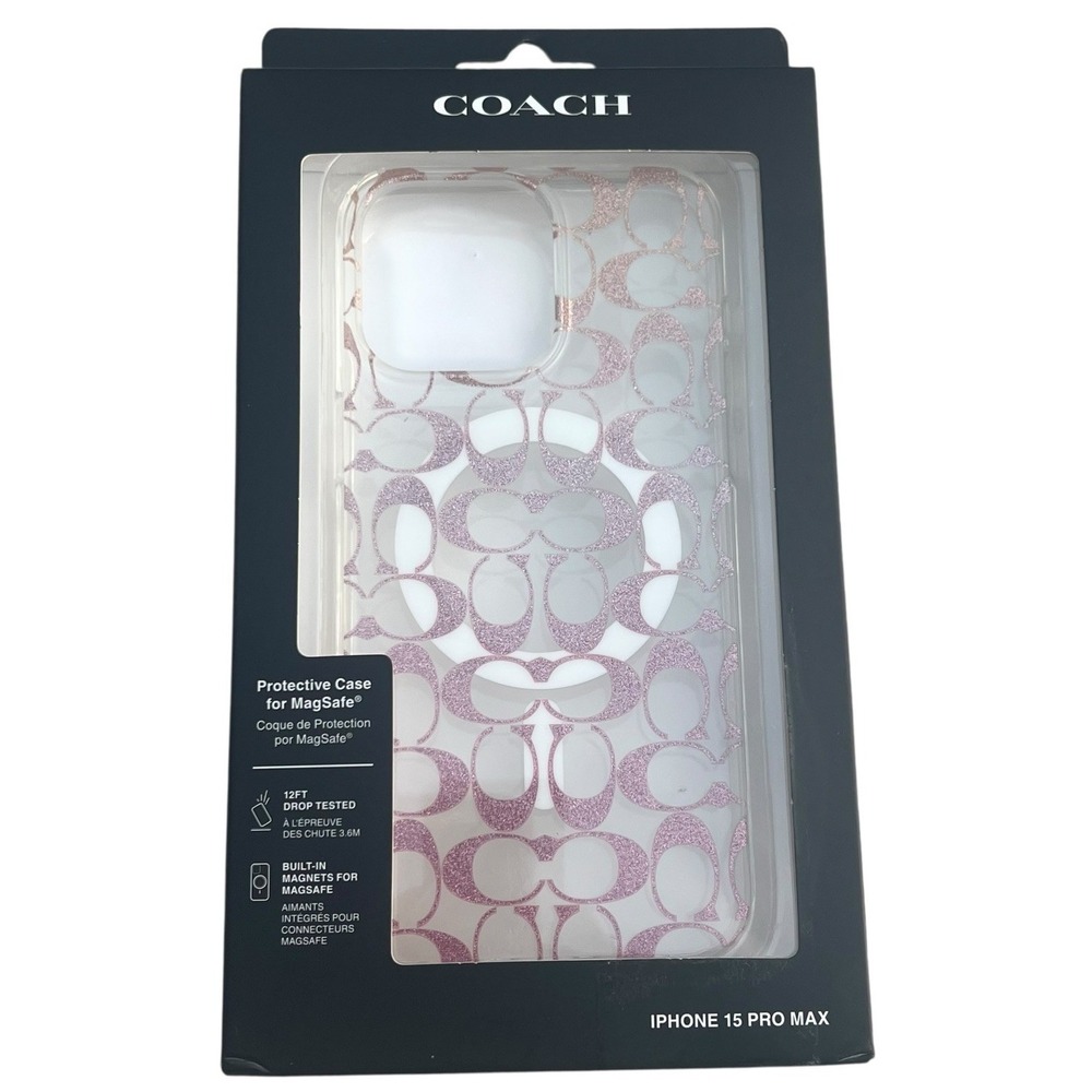 Coach Protective phone case W Magsafe IPhone 15 Pro Max Pink Coach Logo New